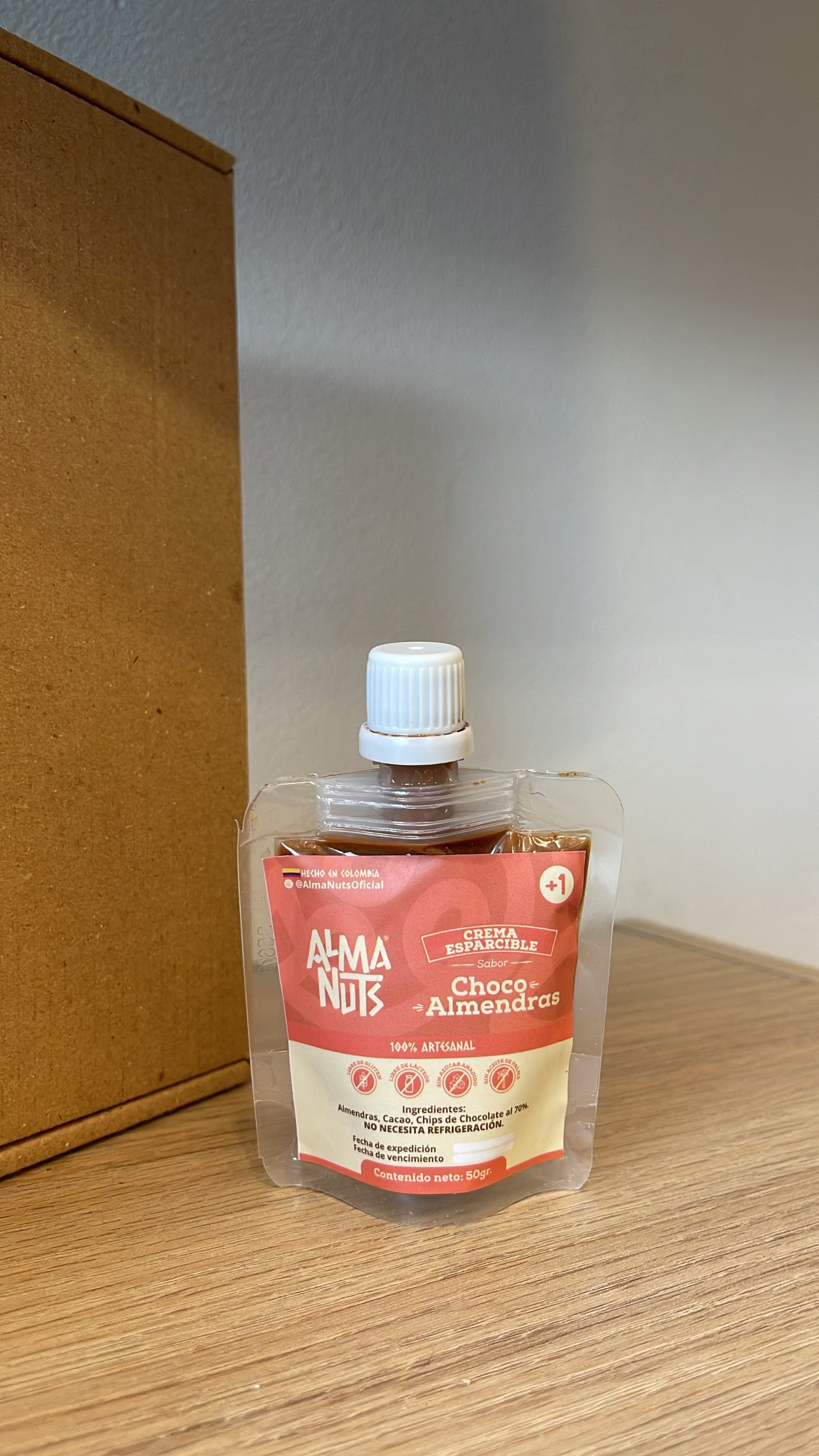 Crema esparcible de choco almendra doy pack por 50grs