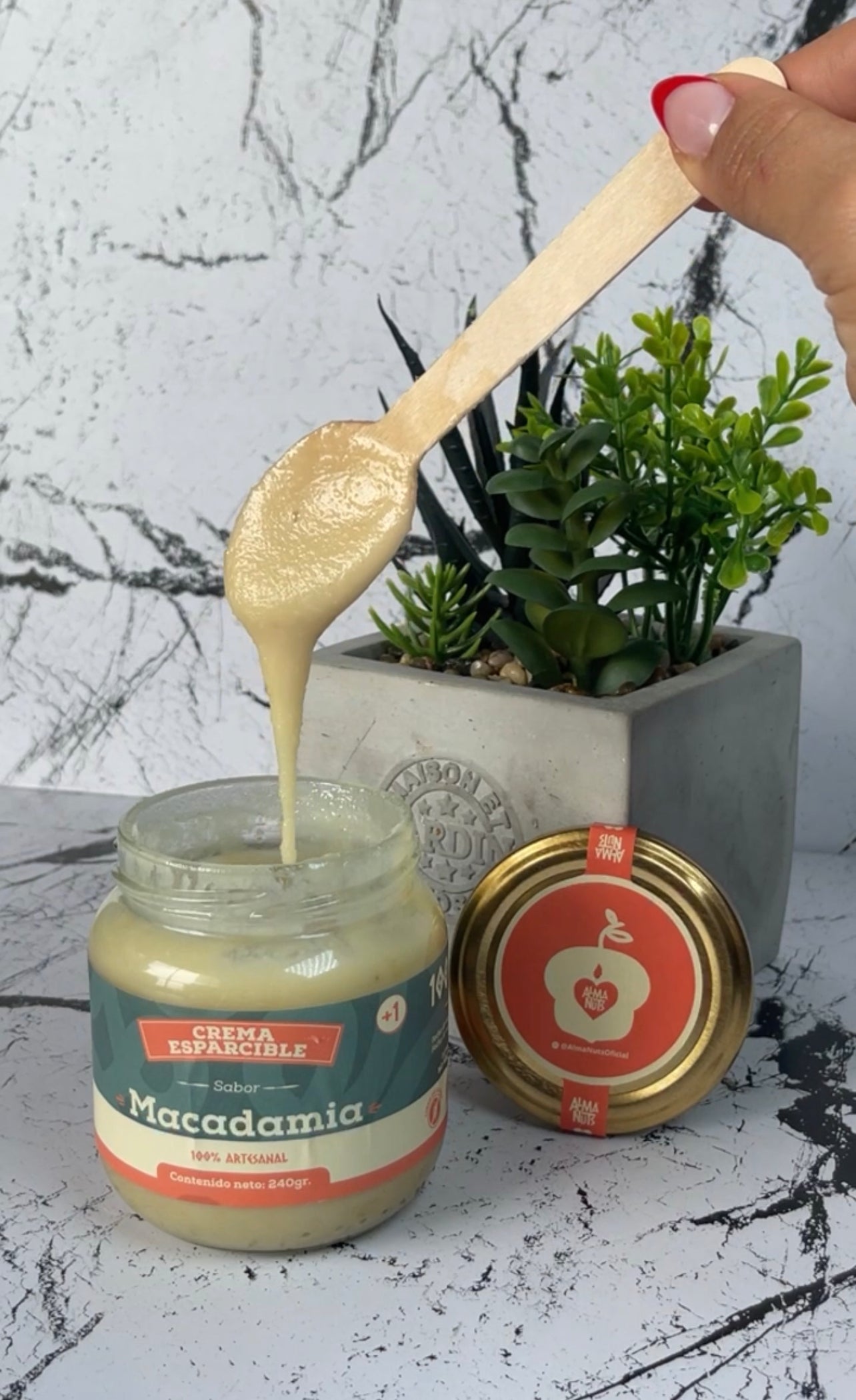 Frasco de crema esparcible de macadamia