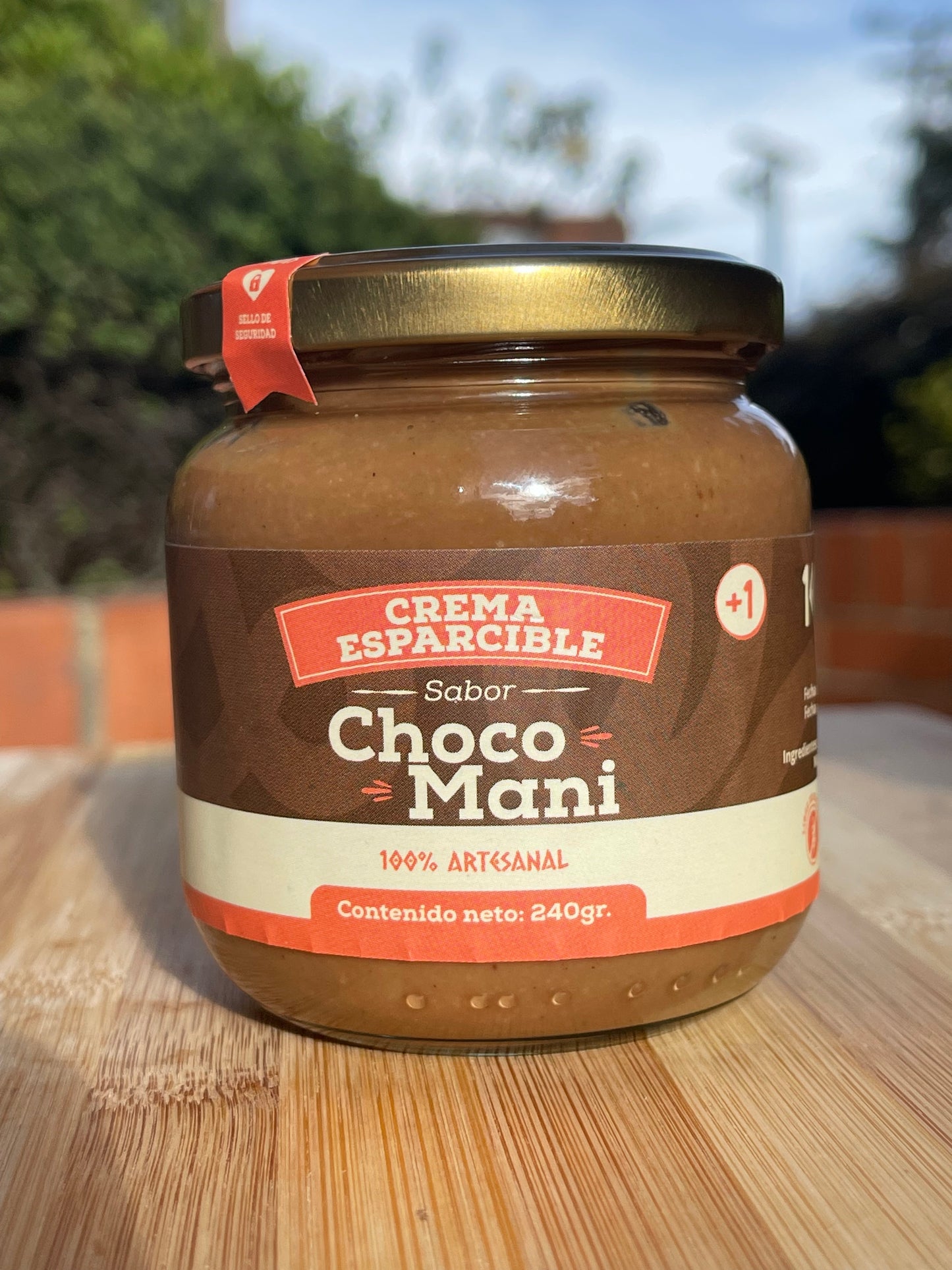 Frasco de crema esparcible de choco maní