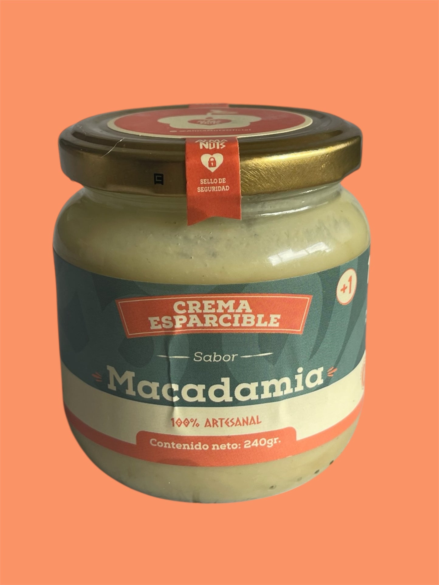Frasco de crema esparcible de macadamia