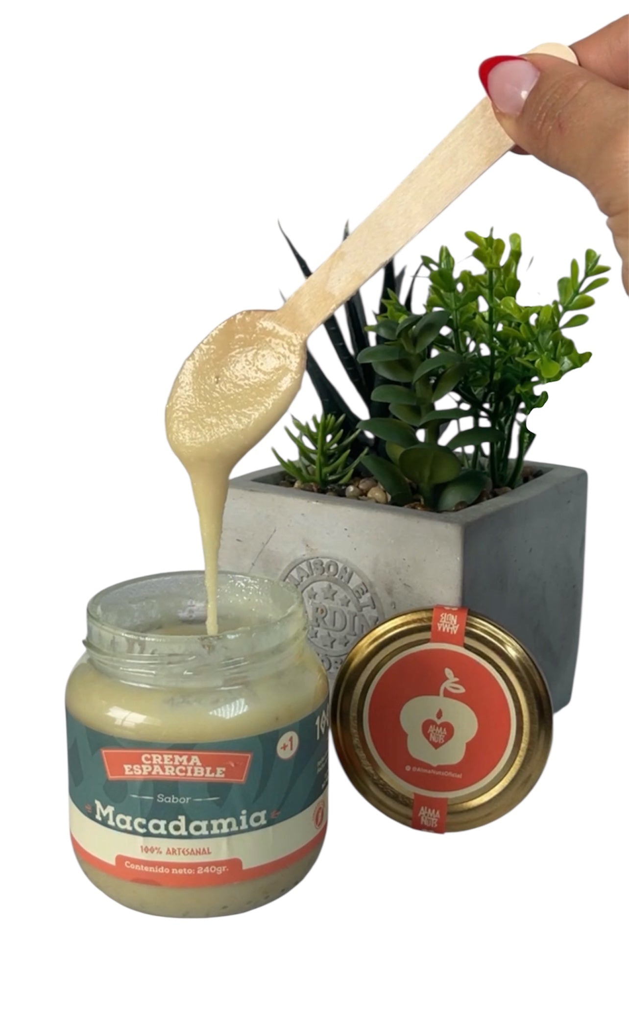 Frasco de crema esparcible de macadamia
